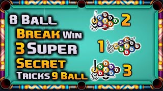 8 Ball Break Win 3 Super Secret Tricks Tips 😱 9 ball pool trick shots tips stock [upl. by Treiber]