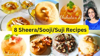 8 Different Types of SheeraSujiSooji you can make with the simple semolinarawaakshatasrecipes [upl. by Haymo]