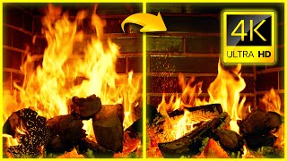 4K Realtime Fireplace Burning Video with Crackling Fire Sounds 10 Hours  Christmas Fireplace for TV [upl. by Freiman]