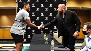 Triple H signs WWE recruits at Las Vegas tryouts [upl. by Kopans]