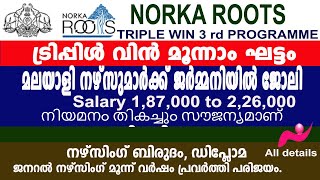 Norka Roots job Vacancies Triple Win 3rd Nursing post Germany മൂന്നാം ഘട്ടംnewinfonorkaroots [upl. by Aiyn]