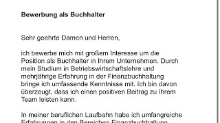 Как написать бевербунг на бухгалтераBewerbung als Buchhalter [upl. by Noyek]