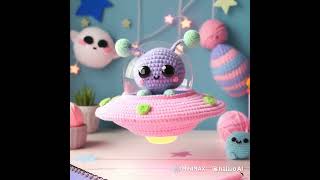 Cute Amigurumi Alien in UFO  Animated amigurumi  amigurumi [upl. by Matthieu343]