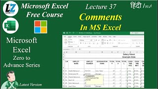 37 How to add Comments in Microsoft Excel MS Excel Free Course learning excel microsoft office [upl. by Tebzil]