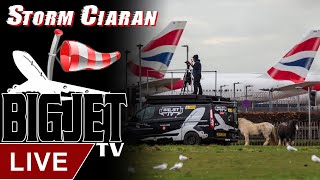 Storm Ciarán Live from Heathrow Airport 🌬️✈️ [upl. by Ecarg711]