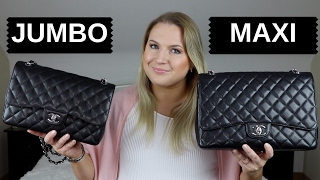 CHANEL DOUBLE FLAP JUMBO VS MAXI SIZE COMPARISON [upl. by Dittman7]