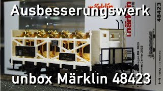 Ausbesserungswerk H0 Märklin 48423 unbox Weihnachtswagen 2023 Neuheit [upl. by Arrakat]