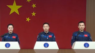 Chinas Shenzhou 19 crew speaks at introduction event [upl. by Pyotr7]