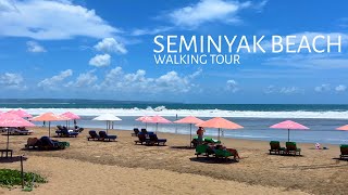 Seminyak Beach at the Bali  Walking Tour in Indonesia [upl. by Tempa40]