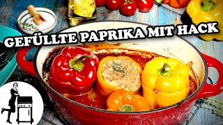 Gefüllte Paprika mit Hackfleisch  der FamilienKlassiker  Die Frau am Grill [upl. by Ylenats]