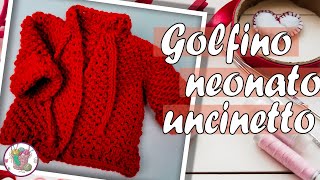 GOLFINO NEONATO Tutorial Uncinetto punto rete  Cardigan per bambino alluncinetto punto rete [upl. by Haraz128]