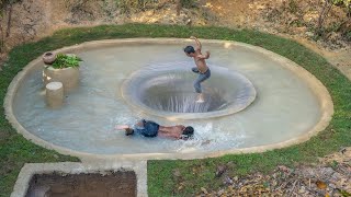 How We build Swimming Pool Water Slide into Underground Tunnel Swimming Pool [upl. by Illib253]