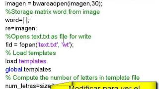 MATLAB OPTICAL CHARACTER RECOGNITION OCR MEJORADO [upl. by Daveen]