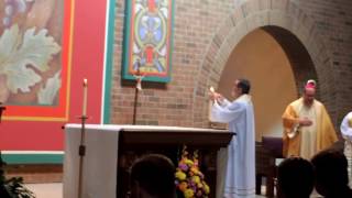 Msgr V Paul Fitzmaurice lights candles at new altar [upl. by Yeh796]