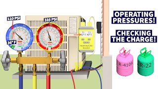 R22 and R410A Operating Pressures on Air Conditioners Checking the Charge [upl. by Imar]