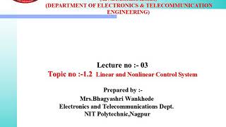 EJ5I CSP U112 Linear and nonlinear control system Lecture 03 [upl. by Delija832]