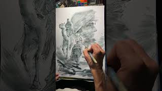 Кочевники день 30 Инктобер тушь перо timelapse art inkcollector sketch ink [upl. by Eanal]