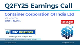 Container Corporation of India Ltd  Q2FY25  Earnings Conference Call  concall concor [upl. by Nnayelhsa]