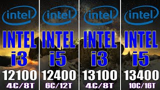 INTEL i3 12100 vs INTEL i5 12400 vs INTEL i3 13100 vs INTEL i5 13400  PC GAMES TEST [upl. by Hootman]