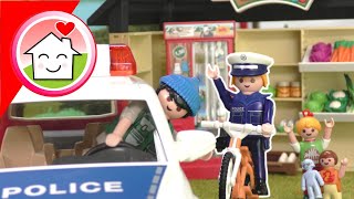 Playmobil Familie Hauser  Der HofladenÜberfall  Polizei Kommissar Overbeck mit Anna und Lena [upl. by Zischke]