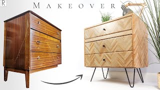 MID CENTURY DRESSER MAKEOVER  Plywood Furniture Transformation  Thrift Flip [upl. by Saoj]