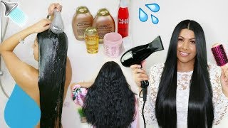 Mi Rutina Cabello Largo y Saludable 🚿alaciado con la Secadora Irresistible Me fashionbycarol [upl. by Ahsener]