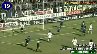 Filippo Inzaghi  156 goals in Serie A part 14 144 Parma Atalanta Juventus 19951998 [upl. by Nalor95]