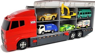 12 Types Tomica Cars ☆ Tomica opening and put in big Okatazuke convoy [upl. by Bashee268]