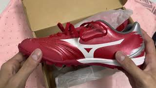 Đập hộp và trên tay Mizuno Monarcida Neo Sala Pro TF  Passion Red [upl. by Aihsit484]