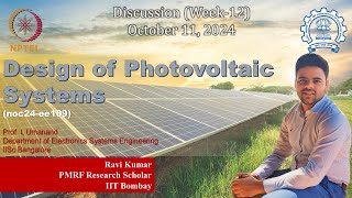 Design of Photovoltaic Systems  NPTEL  noc24ee109  Week12 [upl. by Tatianna856]