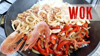 Wok mit Garnelen und Tintenfisch ein einfaches Rezept wok gerichte [upl. by Eedyah]