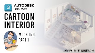 3ds max  Modeling Tutorial  Beginner  Cartoon Interior  Stylize Bedroom  Part 1 [upl. by Inoy548]