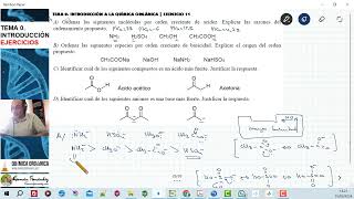 TEMA 0 INTRODUCCIÓN A LA QUÍMICA ORGÁNICA  EJERCICIO 11 ORDENAR SEGÚN ACIDEZ Y BASICIDAD [upl. by Chaille]