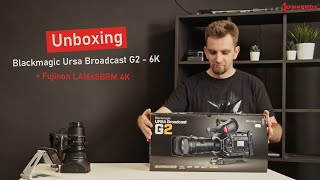 Unboxing Blackmagic Ursa Broadcast G2  6K  Fujinon LA16x8BRM 4K [upl. by Nilya]