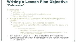 Writing Educational Objectives in a Lesson Plan [upl. by Ellerahc]