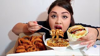 Crunchy ONION RINGS CHEESY Chili Cheese Fries amp Cheesebuger Mukbang  Eating Show [upl. by Eed]