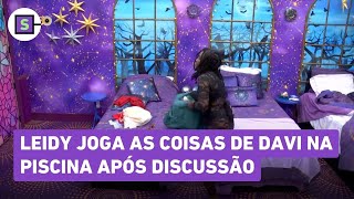 BBB 24 Leidy joga as coisas de Davi na piscina após discussão [upl. by Loziram708]