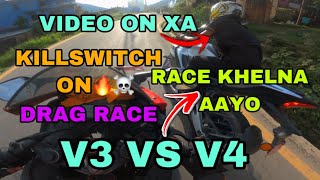 DRAG RACE PARYO V4 SANGA🔥 V3 VS V4🏍️☠️ [upl. by Bittencourt64]