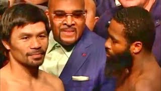 Manny Pacquiao vs Adrien Broner INTENSE weigh in 24 hours before their fight [upl. by Mcginnis]