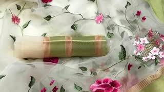 Organza Silk Sarees with rich embroidery designer collections  RV Collections [upl. by Adehsor]