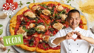 Polenta Pizza mit Spinat und Pilzen [upl. by Liahkim]