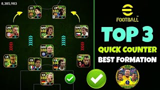 Top 3 Quick Counter Best Formations In eFootball 2024 Mobile 🔥  Best Formation eFootball 2024 [upl. by Oramlub]