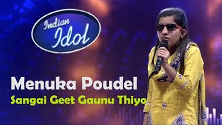 Menuka Poudel Idian Idol Sangai Geet Gaunu Thiyo 2023 Melody Nepal Khem Bishwakarma  Pushpa [upl. by Voe]