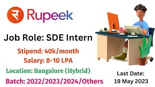 Rupeek Off Campus Hiring Freshers for the Role of Software Development Engineer SDE  Intern [upl. by Akiehsal]