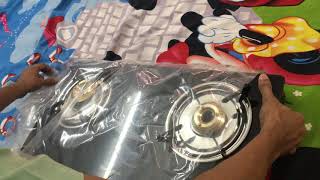 Sunflame Diamond Two Burner Glass Top Gas Stove Unboxing [upl. by Yllatan]