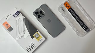 Terbaik Untuk iPhone 15 Pro Screen Protector Spigen Tempered GlastR EZ Fit [upl. by Allare]