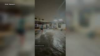 Rogue wave crashes into US Army Base in Marshall Islands ripping doors from hinges VIDEO [upl. by Atekan]