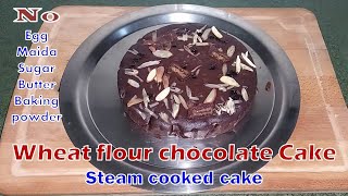 Wheat flour Chocolate Cake Steam cooked cake No Egg Maida Butter Sugar Devikas Channel [upl. by Anivahs]