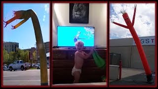 Cute Baby Loves Wacky Waving Inflatable Arm Flailing Tubeman Air Dancer Wind Sock Guys [upl. by Azarcon]