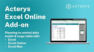 Acterys Excel Online Addon planning and table edits in Excel DesktopOnlineMac [upl. by Nugent]